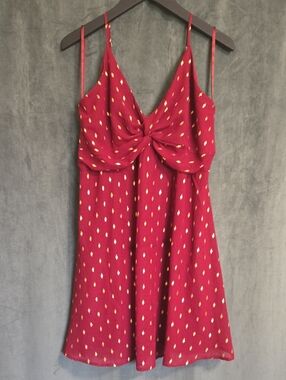 She + Sky Maroon Dress with Gold Metallic Dot Details